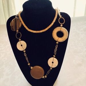 Bohemian 36” Necklace Mixed Media Mother of Pearl